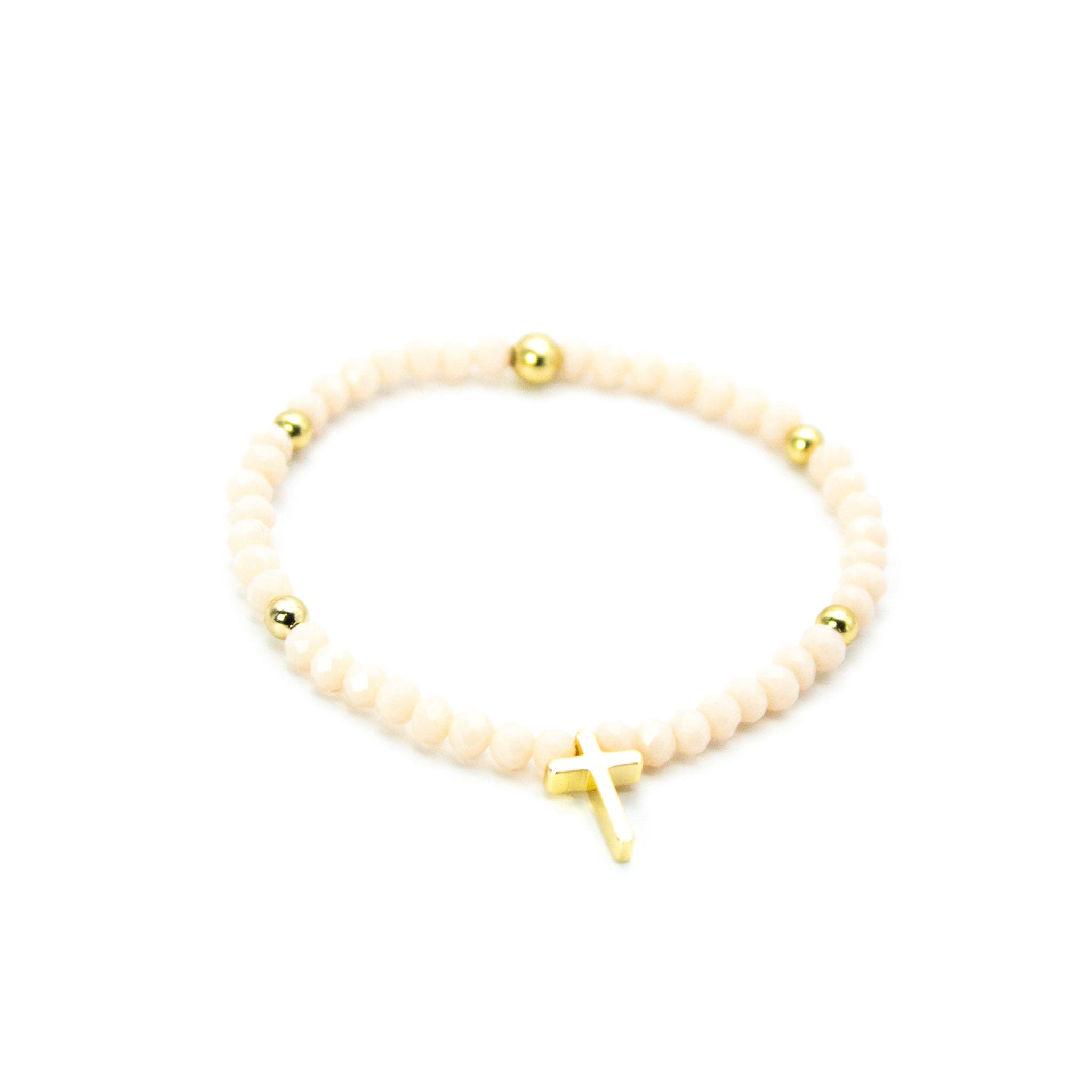 Pulsera Cruz Rosé Cristales